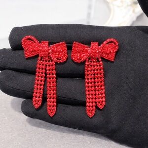 Elegant Red Bow Earrings
